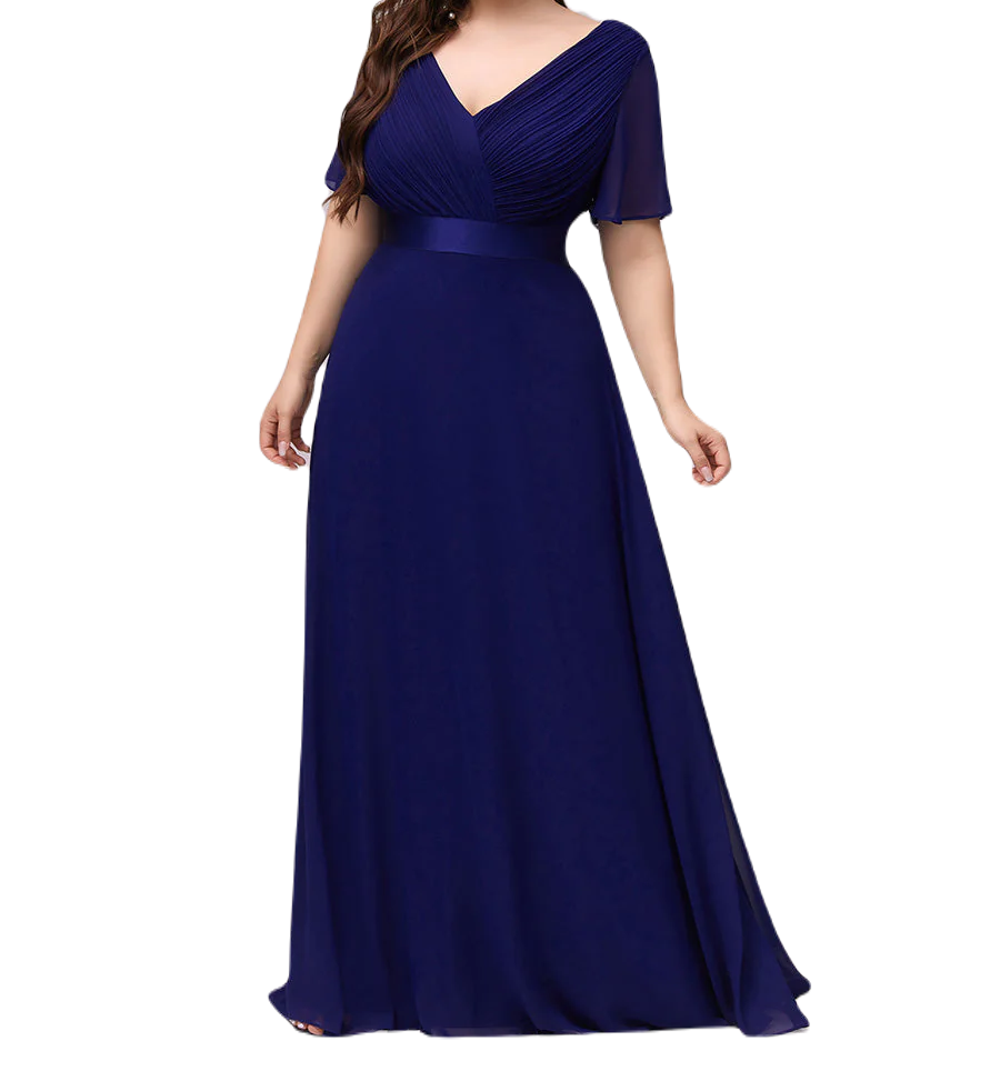 Vestido Elegante de Fiesta Largo Azul Rey Dark para Mujer Manga