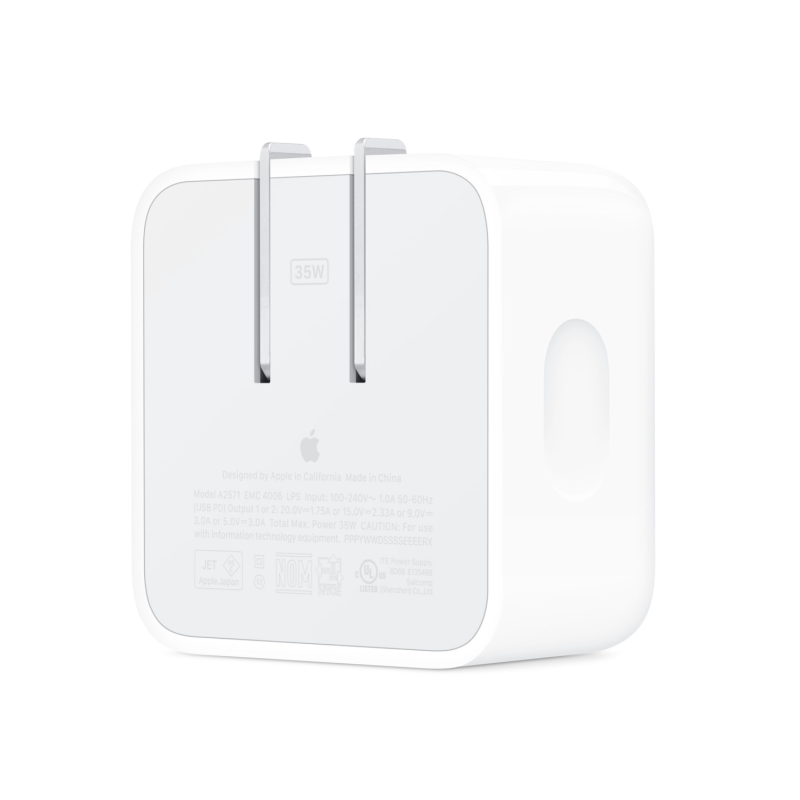 Cubo Adaptador Para IPhone 5-15 Series Corriente Compacto De 35 W Con Dos Puertos USB-C