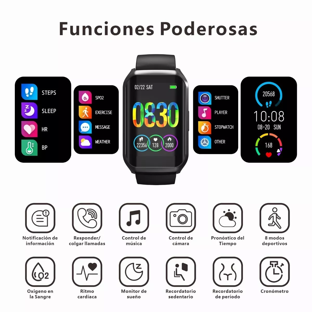 Reloj Inteligente Deportivo H77 Smartwatch Bluetooth 1.57 Negro