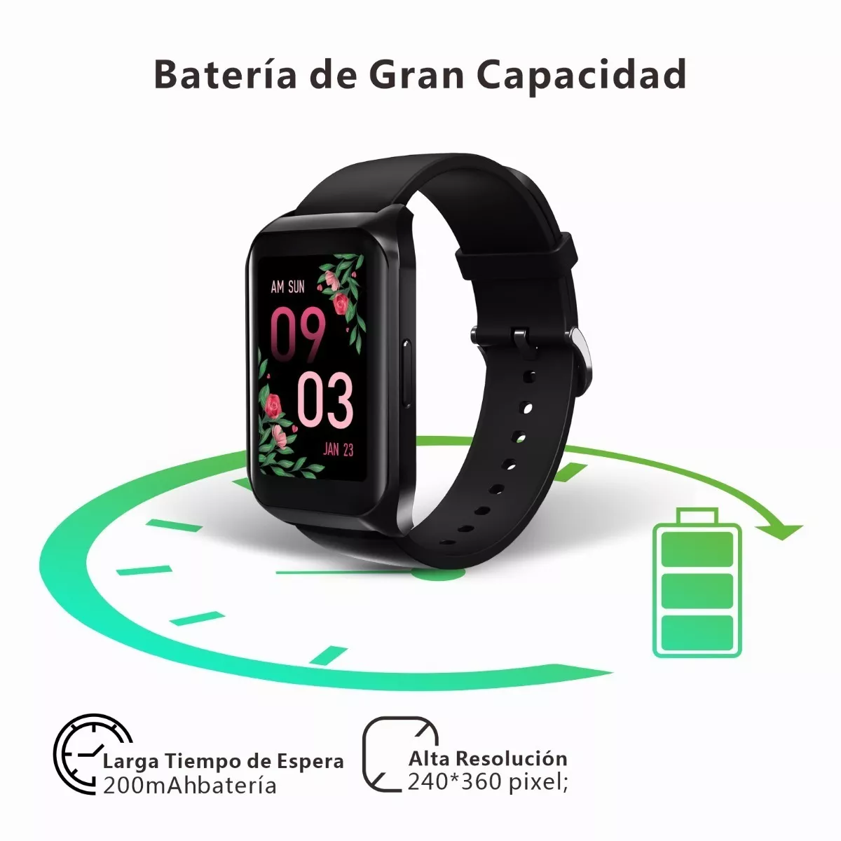 Reloj Inteligente Deportivo H77 Smartwatch Bluetooth 1.57 Negro