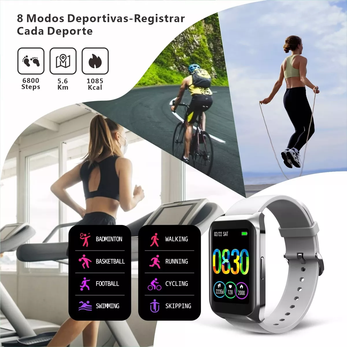 Reloj Inteligente Deportivo Smartwatch Bluetooth 1.57 Plateado