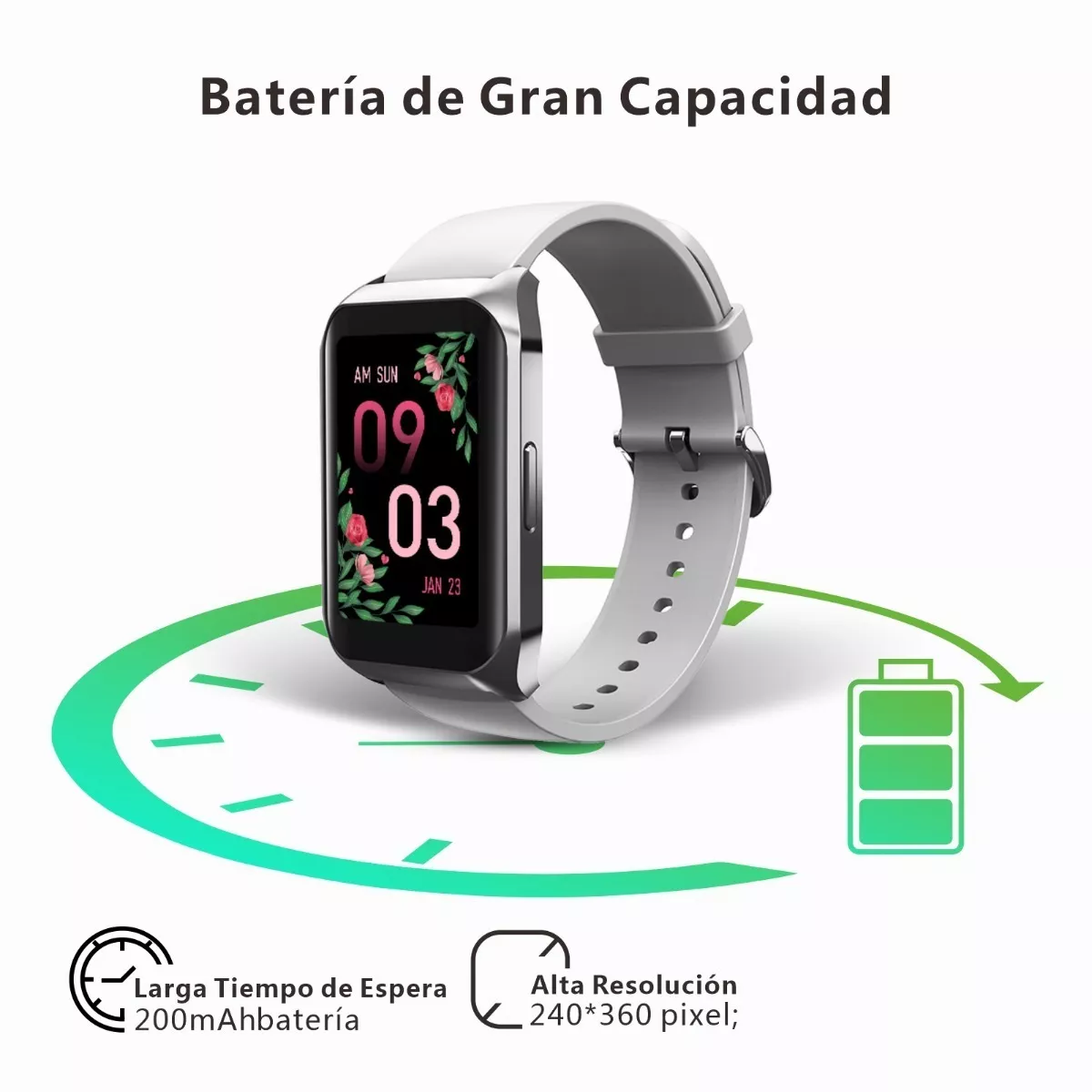 Reloj Inteligente Deportivo Smartwatch Bluetooth 1.57 Plateado