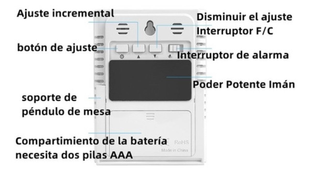 Higrometro Digital Termometro Medidor Humedad Reloj Alarma Negro