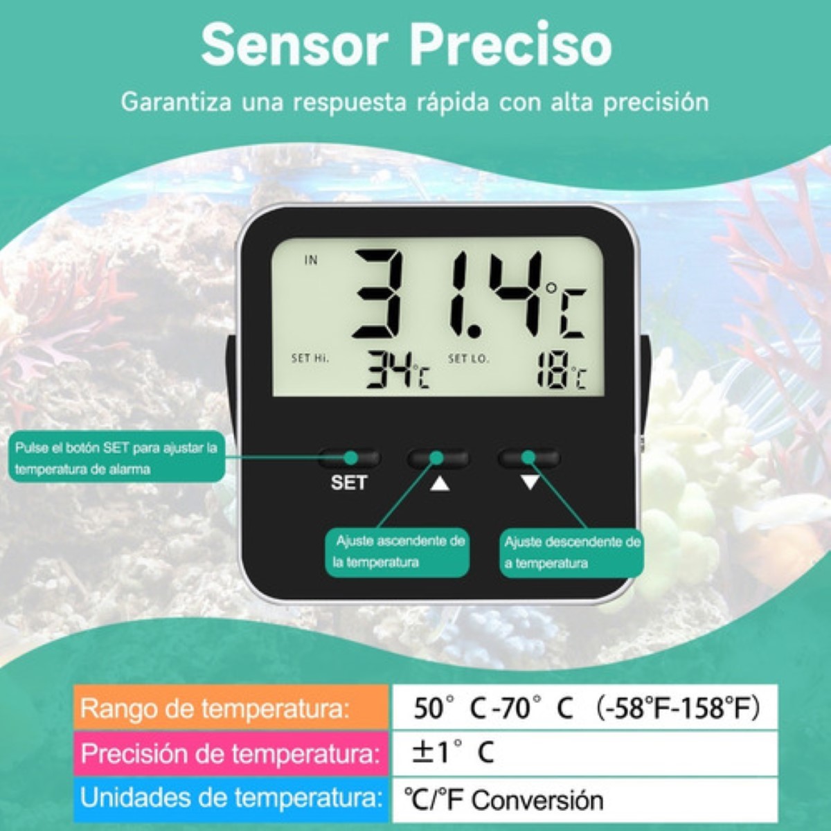 Termómetro De Acuario, Control De Temperatura De Alta Precisión