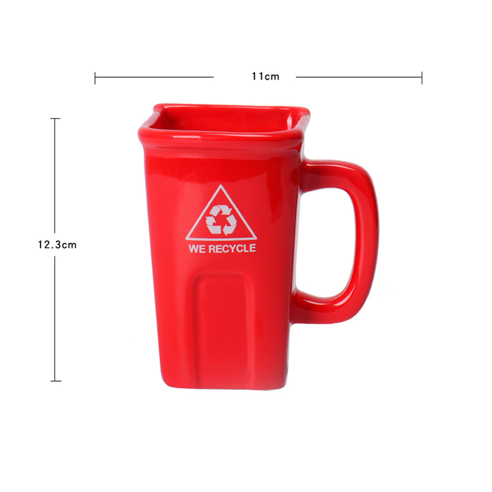 Taza de Céramica Bote Cubo Para Basura Reciclable Creativa con Cuchara en Forma de Pala