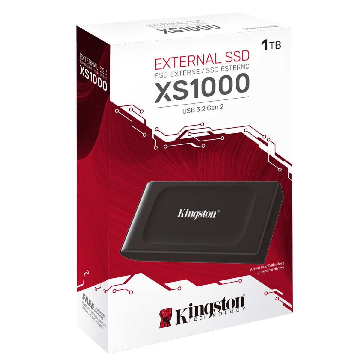 Unidad de Estado Solido SSD Externo 1TB KINGSTON XS1000 USB C 1050/1000 MB/s SXS1000/1000G 