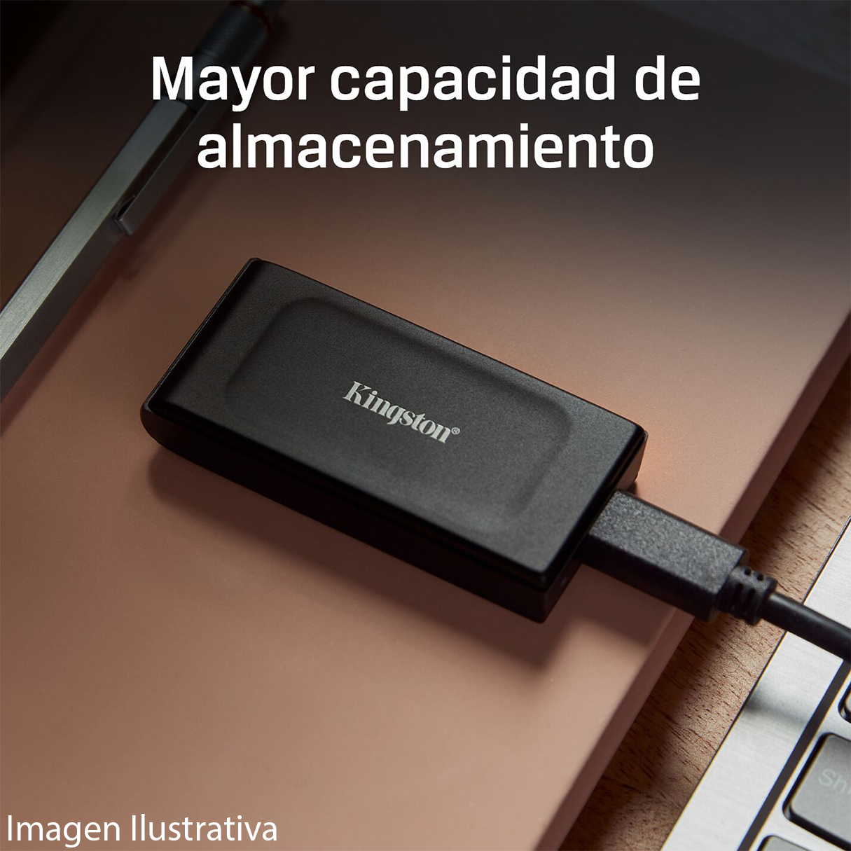 Unidad de Estado Solido SSD Externo 1TB KINGSTON XS1000 USB C 1050/1000 MB/s SXS1000/1000G 