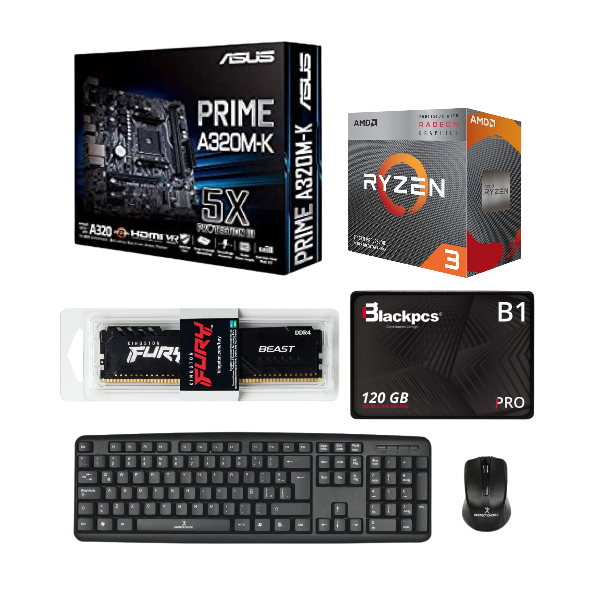 Computadora Ryzen 3200G, GB DDR4, 120 GB SSD, Windows 10