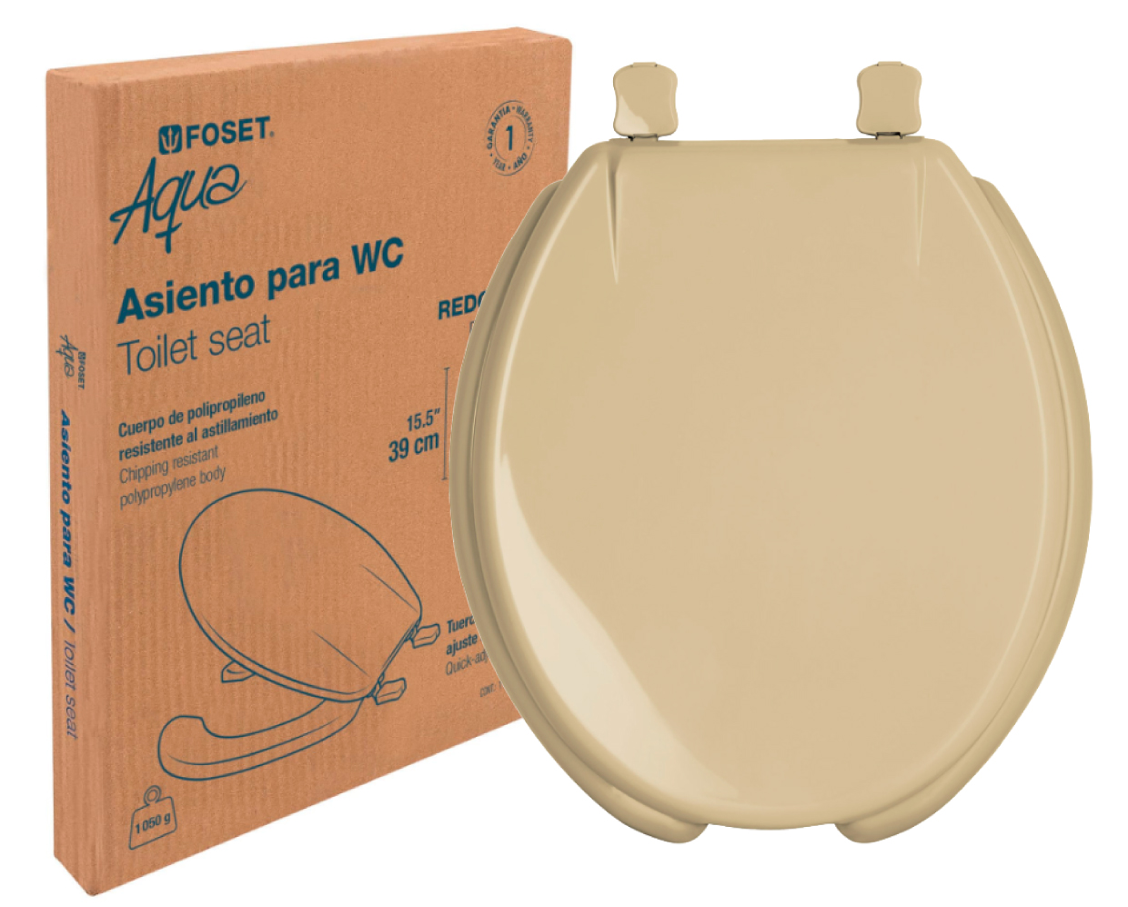 ASIENTO REDONDO PARA WC, ABIERTO, BEIGE, FOSET 47033