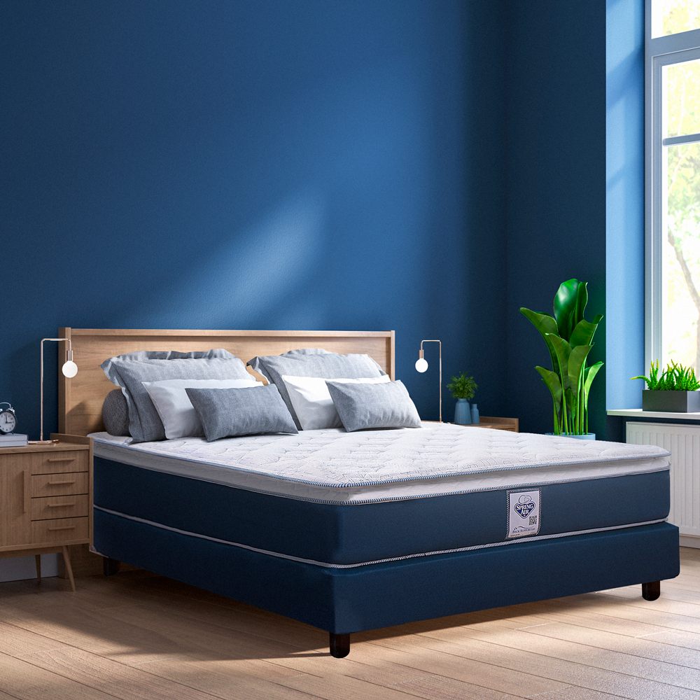 Colchon Spring Air Ambar Matrimonial + Box Gratis + 2 Almohadas + Osito de Regalo