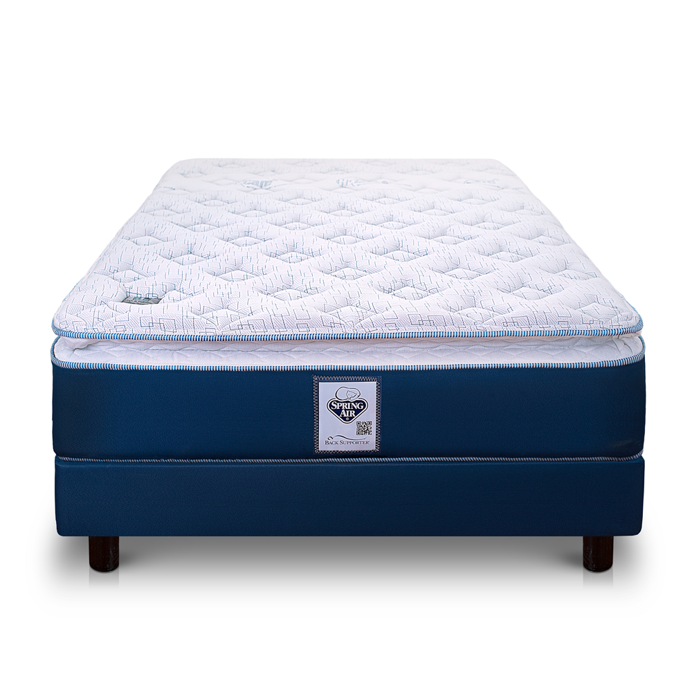 Colchon Spring Air Ambar Matrimonial + Box Gratis + 2 Almohadas + Osito de Regalo