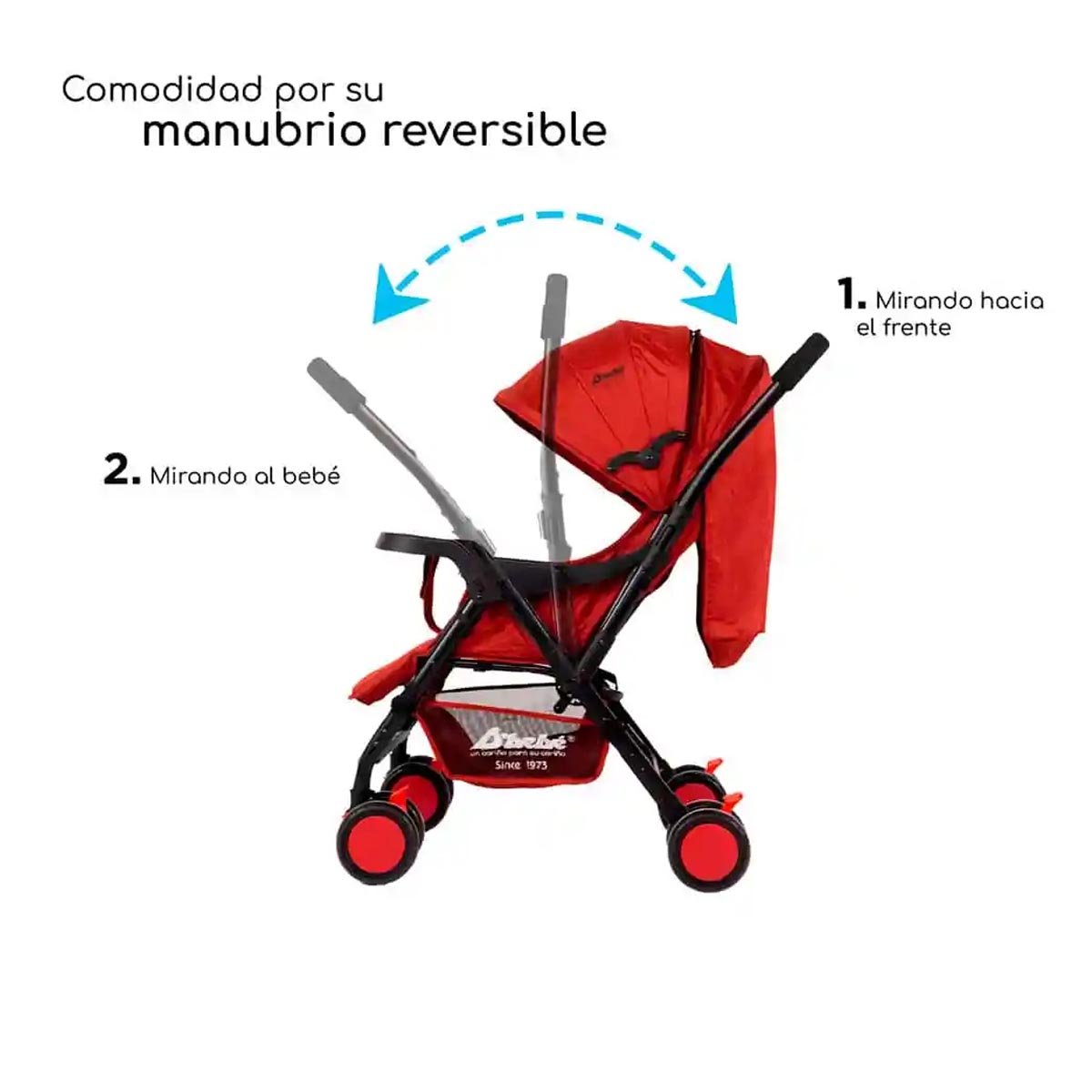 Carriola de mango reversible Baby BM Rojo.