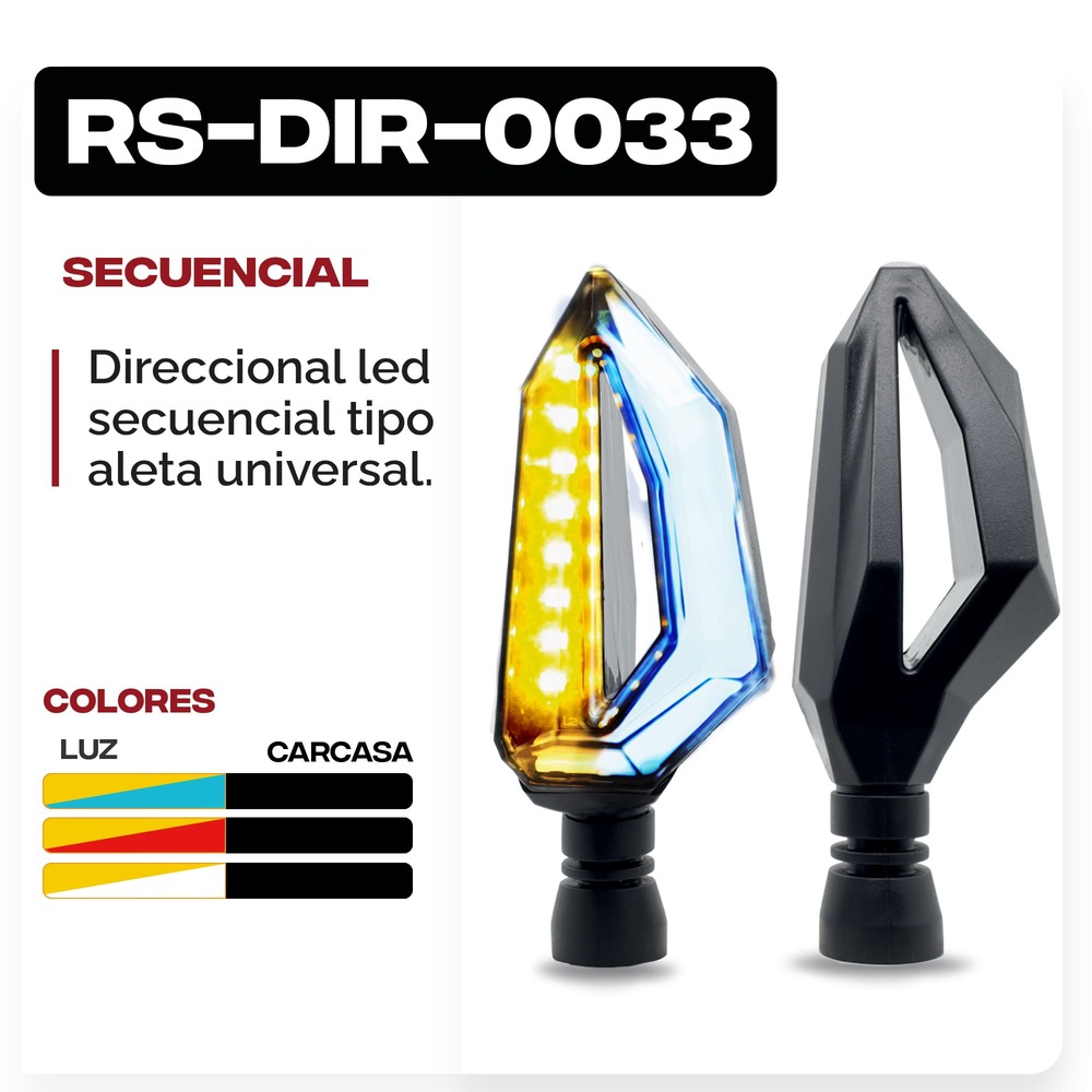 Direccionales Para Moto Rasen Led Secuencial Tipo Aleta Universal  Amarillo