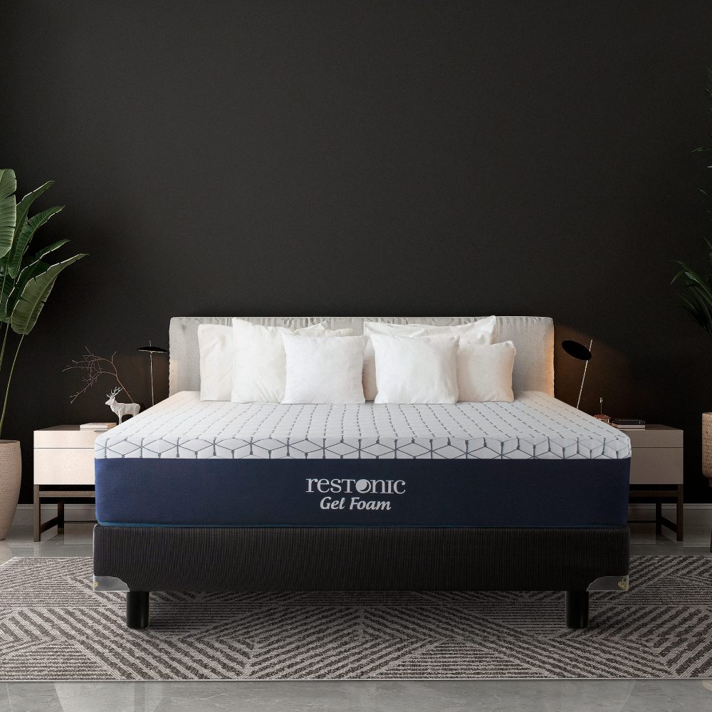 Colchon Restonic Gel Foam Queen Size + Sabanas Ensueño + 2 Almohadas de Regalo + Colchonsin