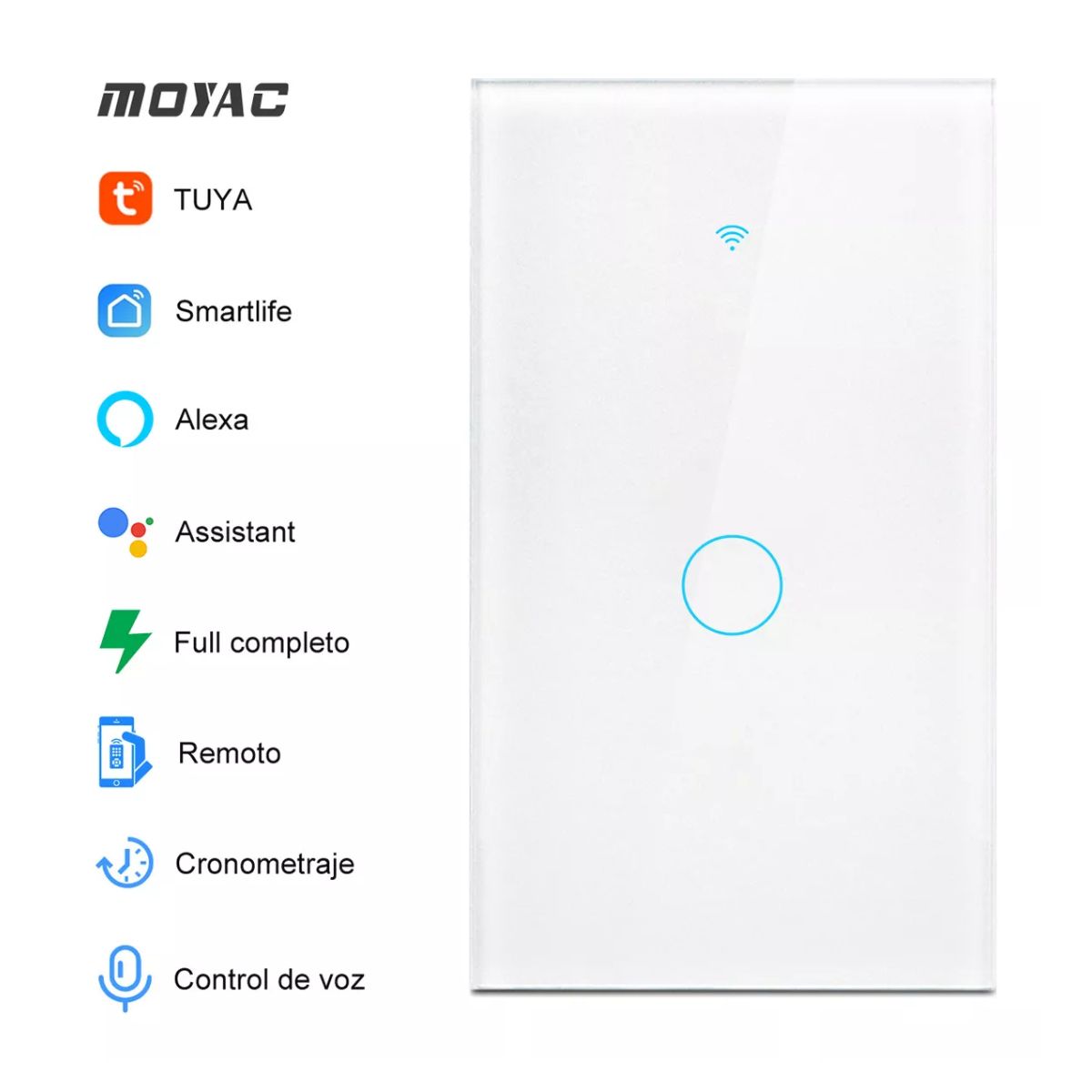 Interruptor Inteligente Wi-fi De 1 Vías Blanco Sin Neutro