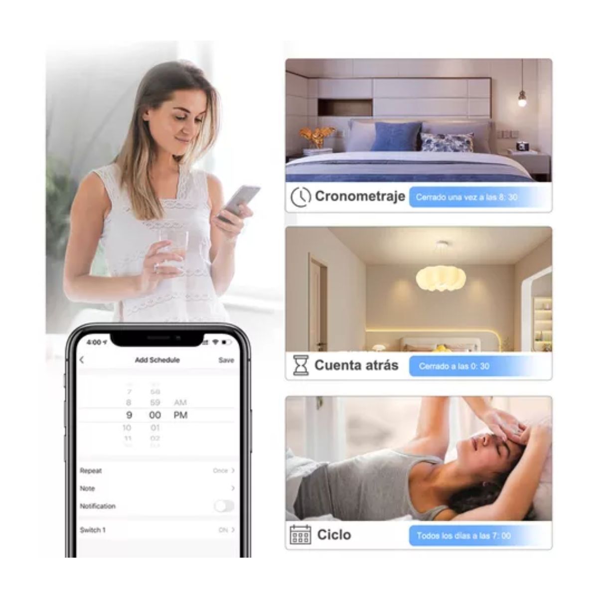 Interruptor Inteligente Wi-fi De 1 Vías Blanco Sin Neutro
