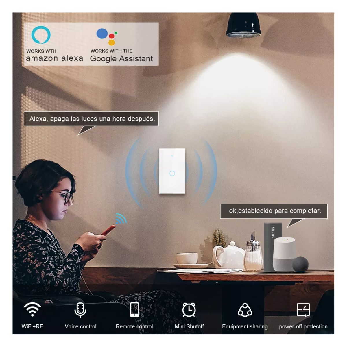 Interruptor Inteligente Wi-fi De 2 Vías Blanco Sin Neutro