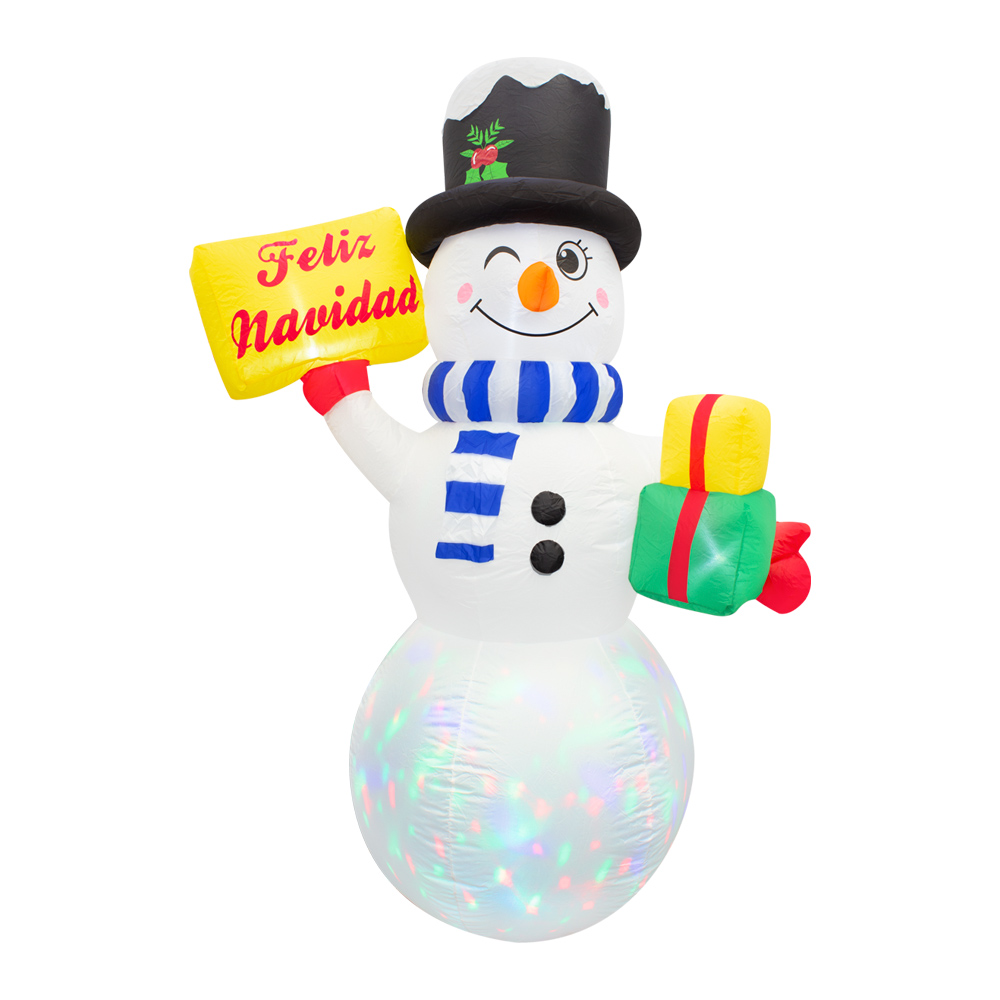 Inflable Navideño Muñeco De Nieve Feliz Navidad 1.80mts