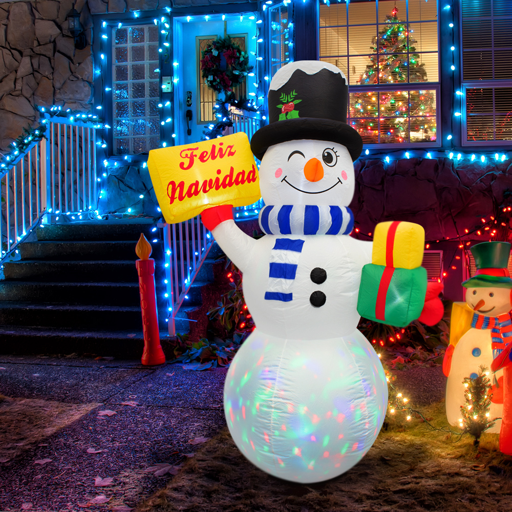 Inflable Navideño Muñeco De Nieve Feliz Navidad 1.80mts