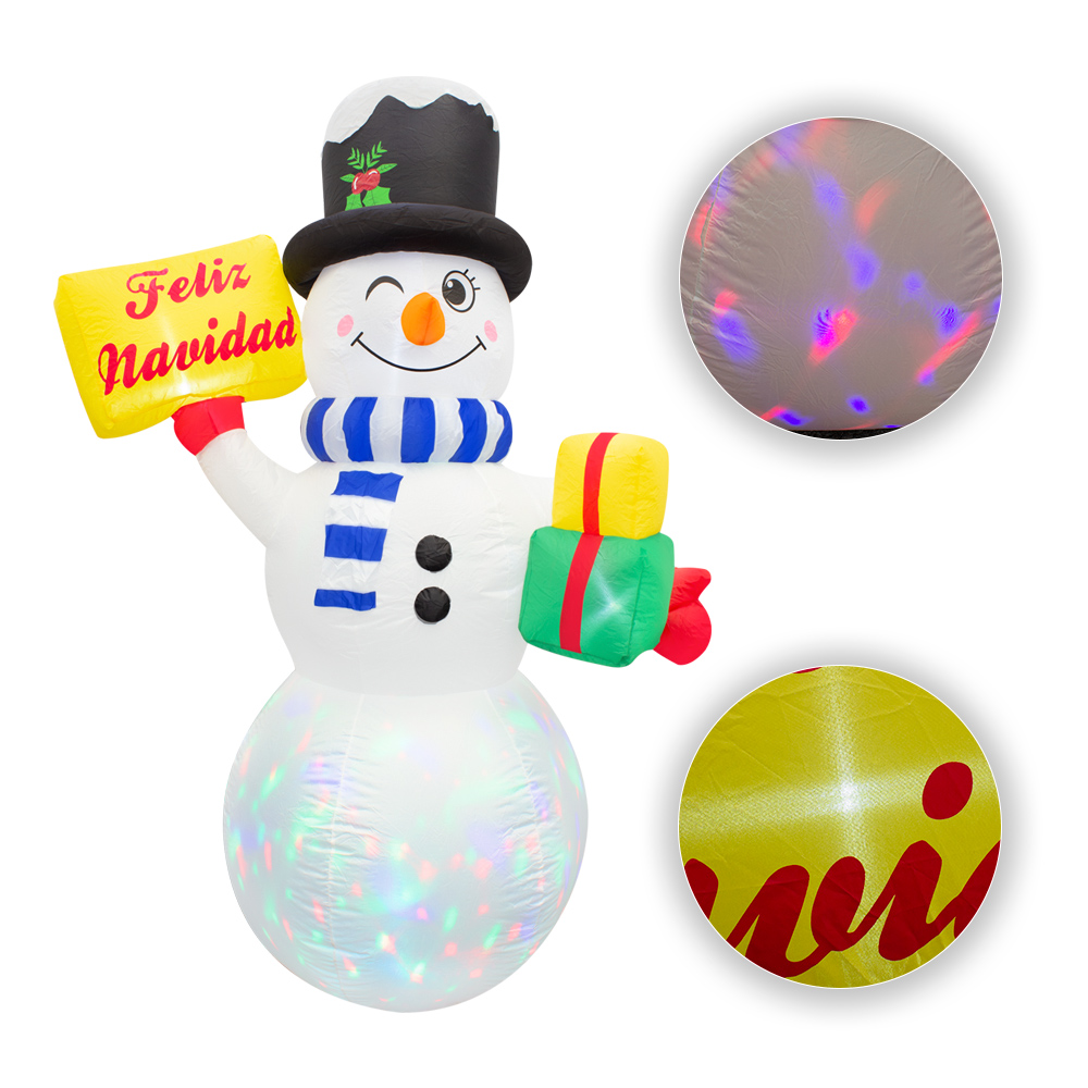 Inflable Navideño Muñeco De Nieve Feliz Navidad 1.80mts
