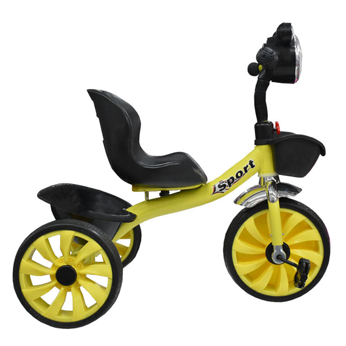 Triciclo para Niños Faro Luz y Sonido con Canastilla 928 Amarillo