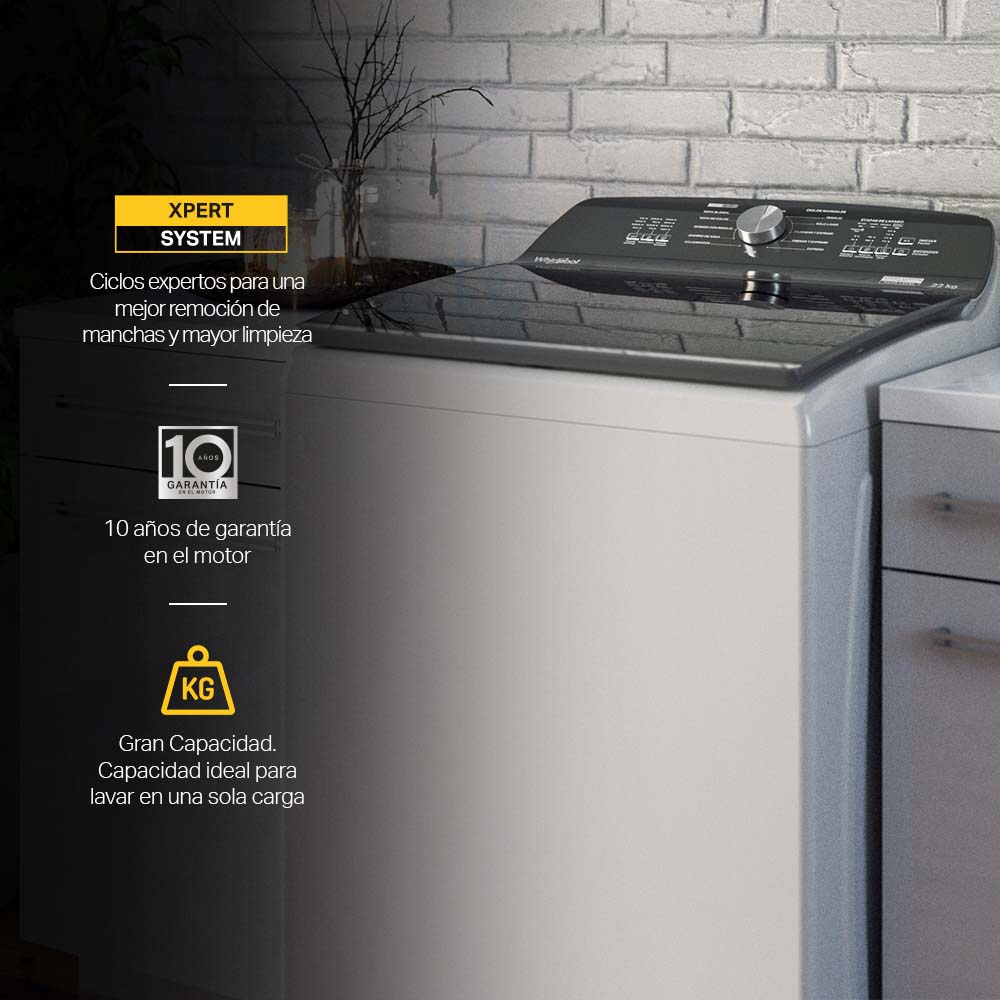 Lavadora Carga Superior 22kg Xpert System Impeller Blanco 8MWTW2241WJB