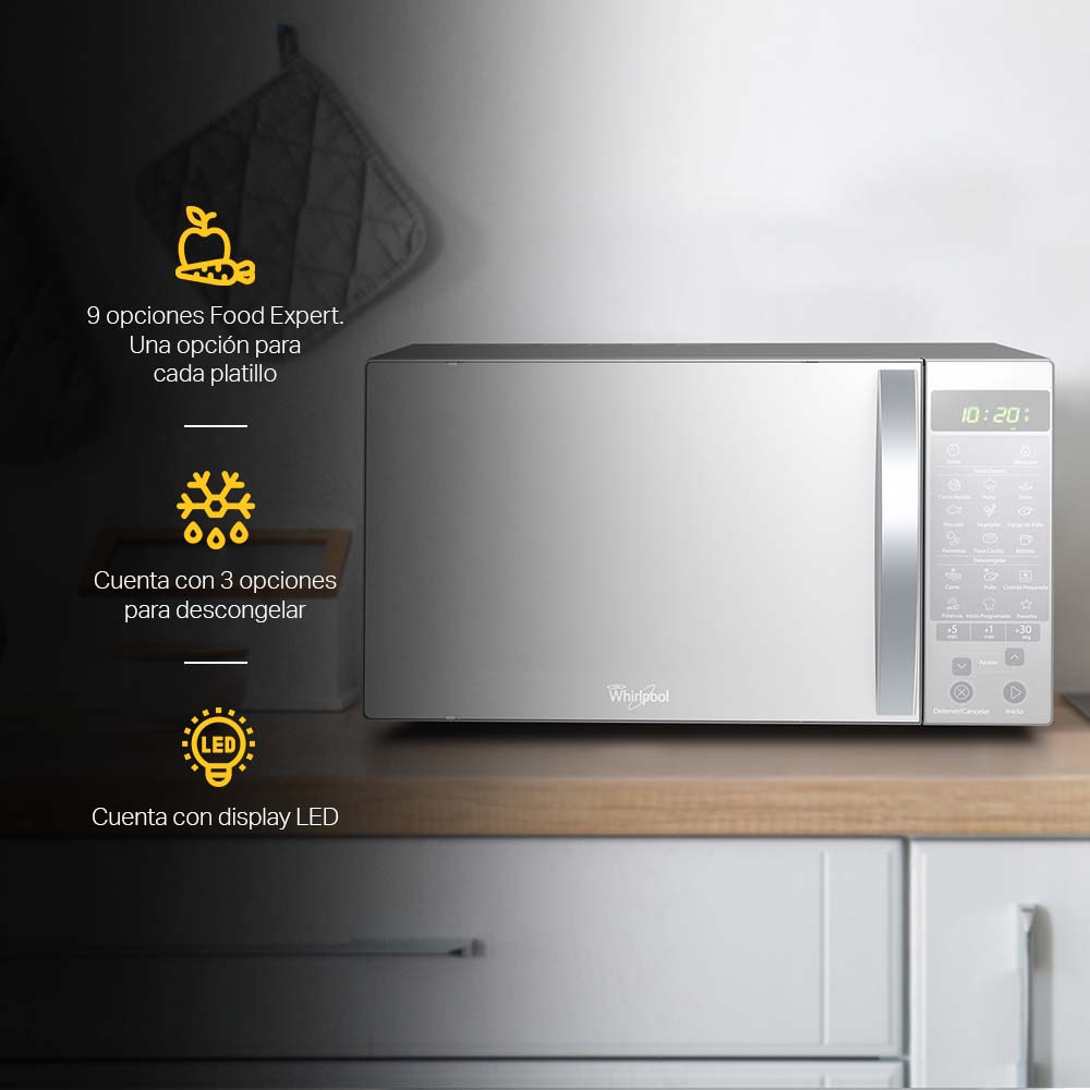 Microondas Whirlpool 1.1 p³ Gris Acero WM1211D