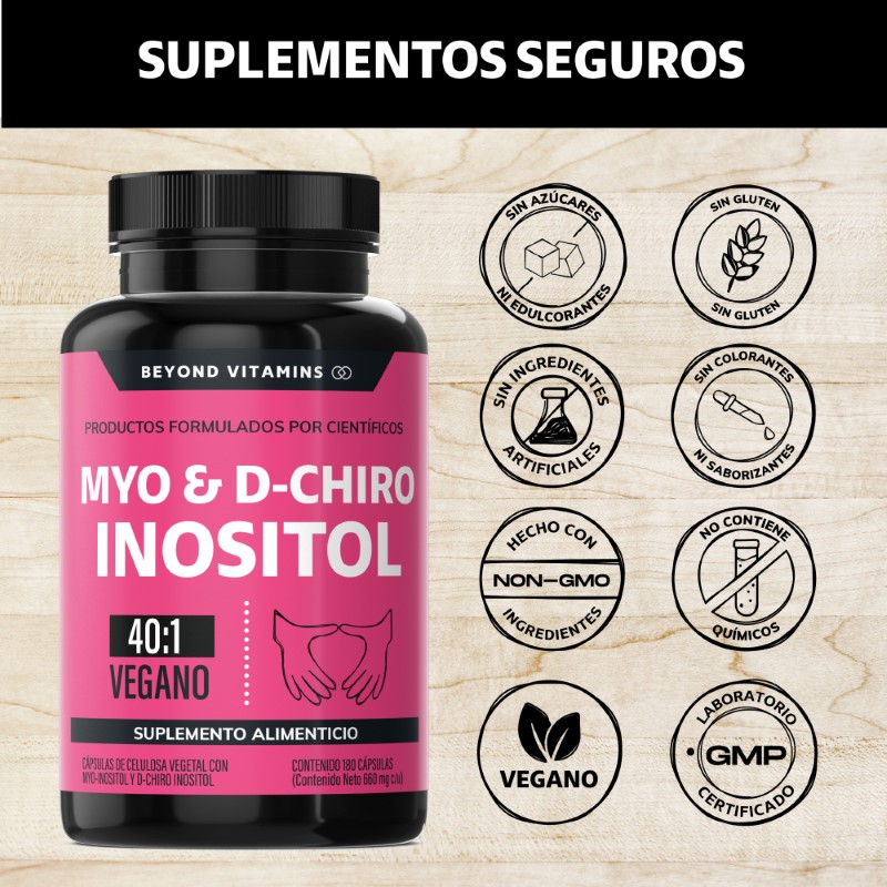 Suplemento Alimenticio Beyond Vitamins Myo y D-Chiro Inositol Puro 180 cápsulas