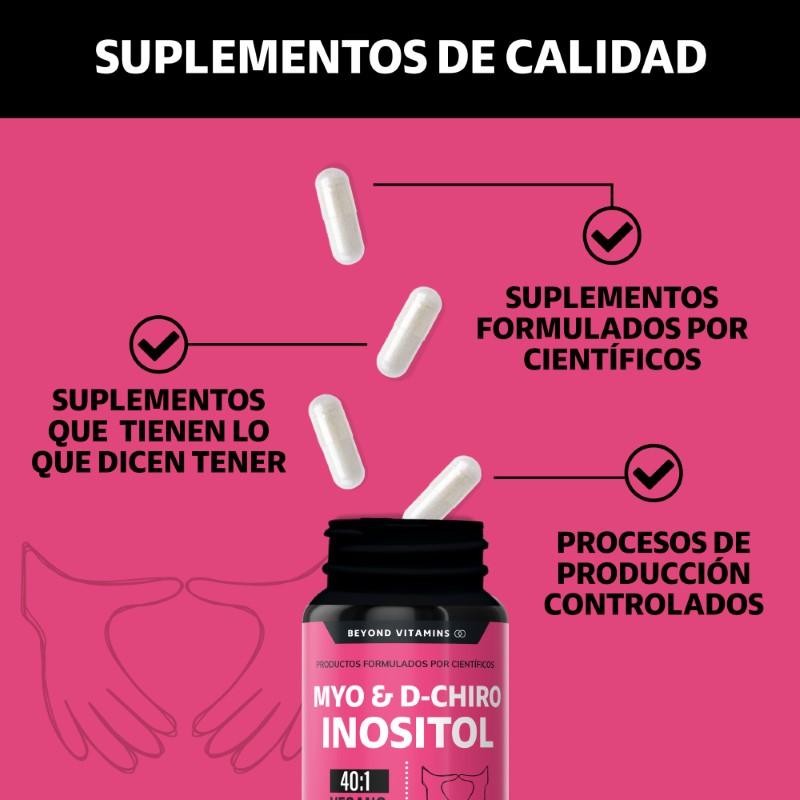 Suplemento Alimenticio Beyond Vitamins Myo y D-Chiro Inositol Puro 180 cápsulas