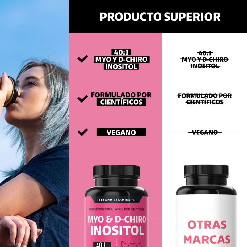 Suplemento Alimenticio Beyond Vitamins Myo y D-Chiro Inositol Puro 180 cápsulas