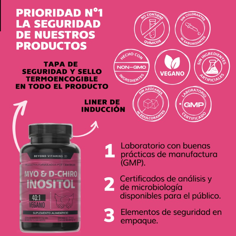 Suplemento Alimenticio Beyond Vitamins Myo y D-Chiro Inositol Puro 180 ...