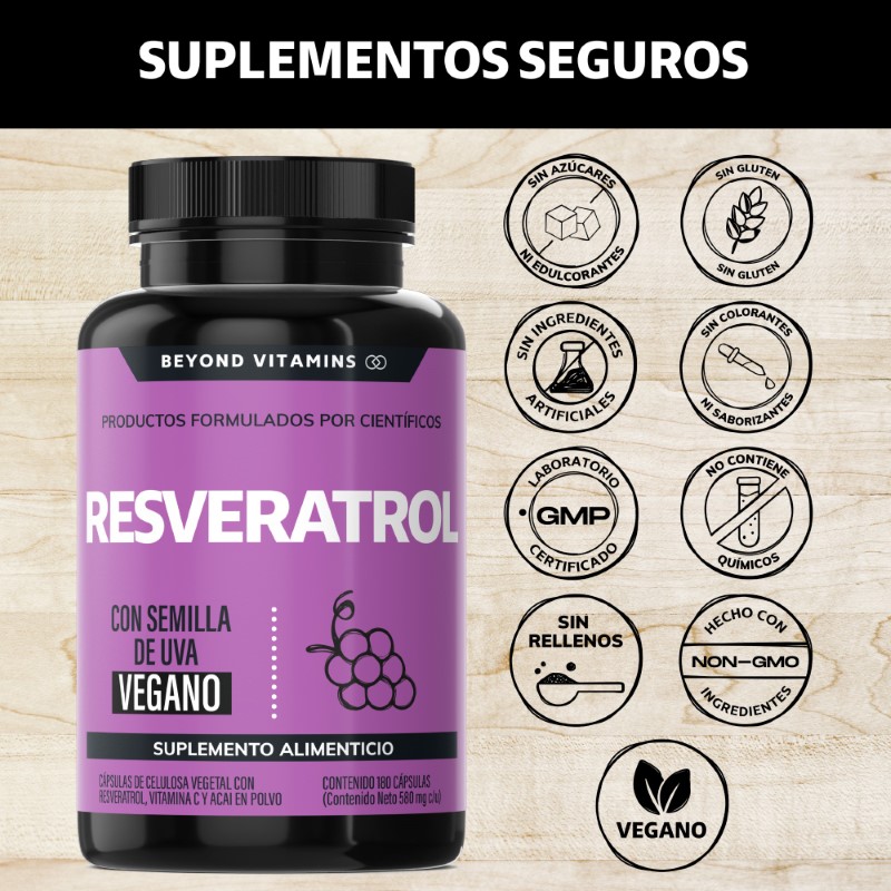 Suplemento Alimenticio Beyond Vitamins Resveratrol 180 cápsulas