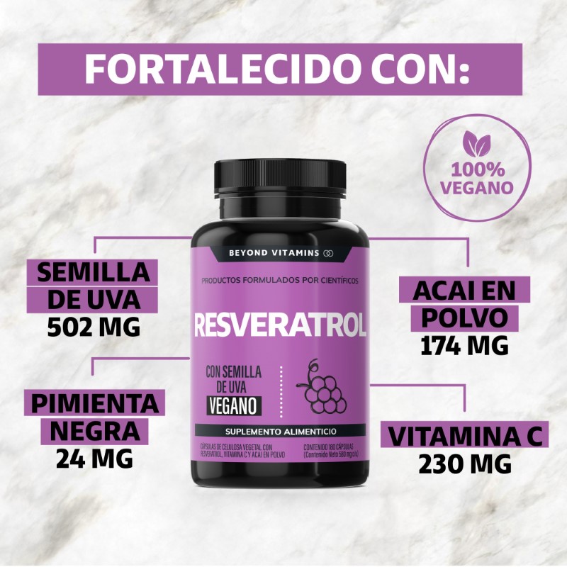 Suplemento Alimenticio Beyond Vitamins Resveratrol 180 cápsulas