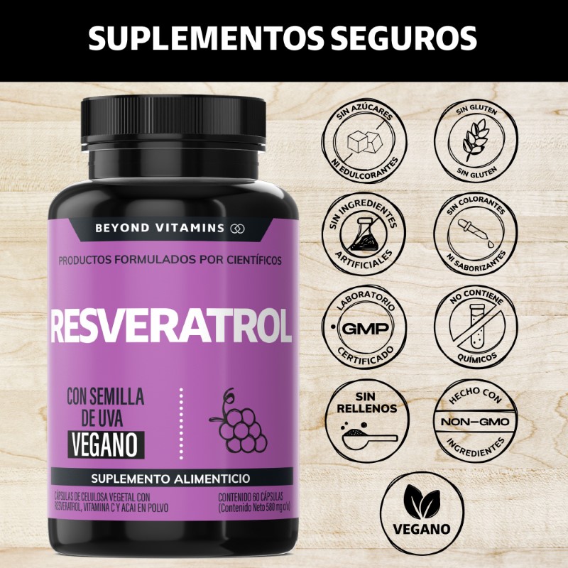 Suplemento Alimenticio Beyond Vitamins Resveratrol 60 cápsulas
