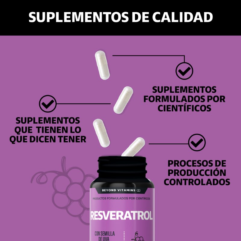 Suplemento Alimenticio Beyond Vitamins Resveratrol 60 cápsulas