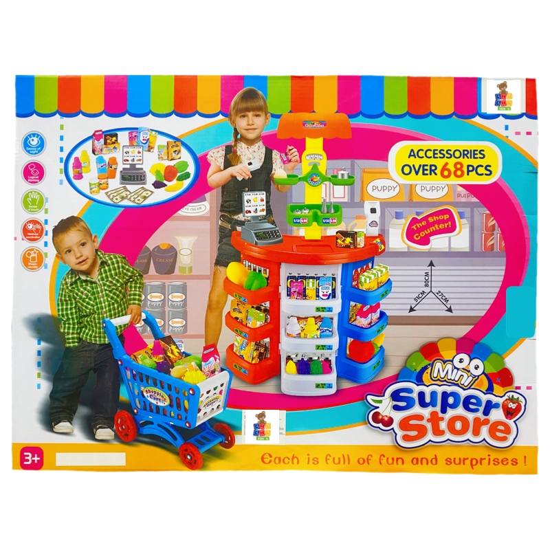 Supermercado Minisuper De Juguete Con Carrito Cocina 68pz