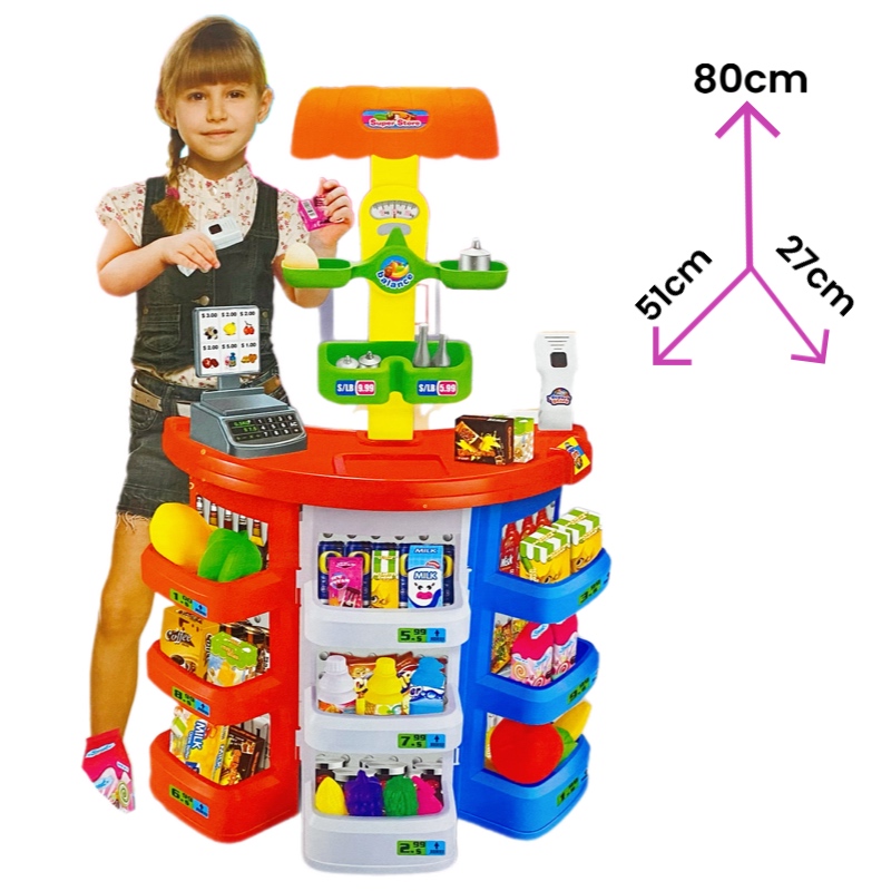 Supermercado Minisuper De Juguete Con Carrito Cocina 68pz
