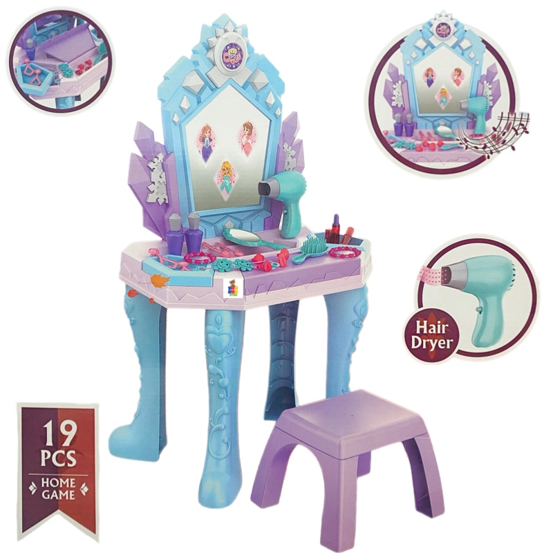 Tocador Princesas Espejo Magico Musical Con Luces Y Secadora