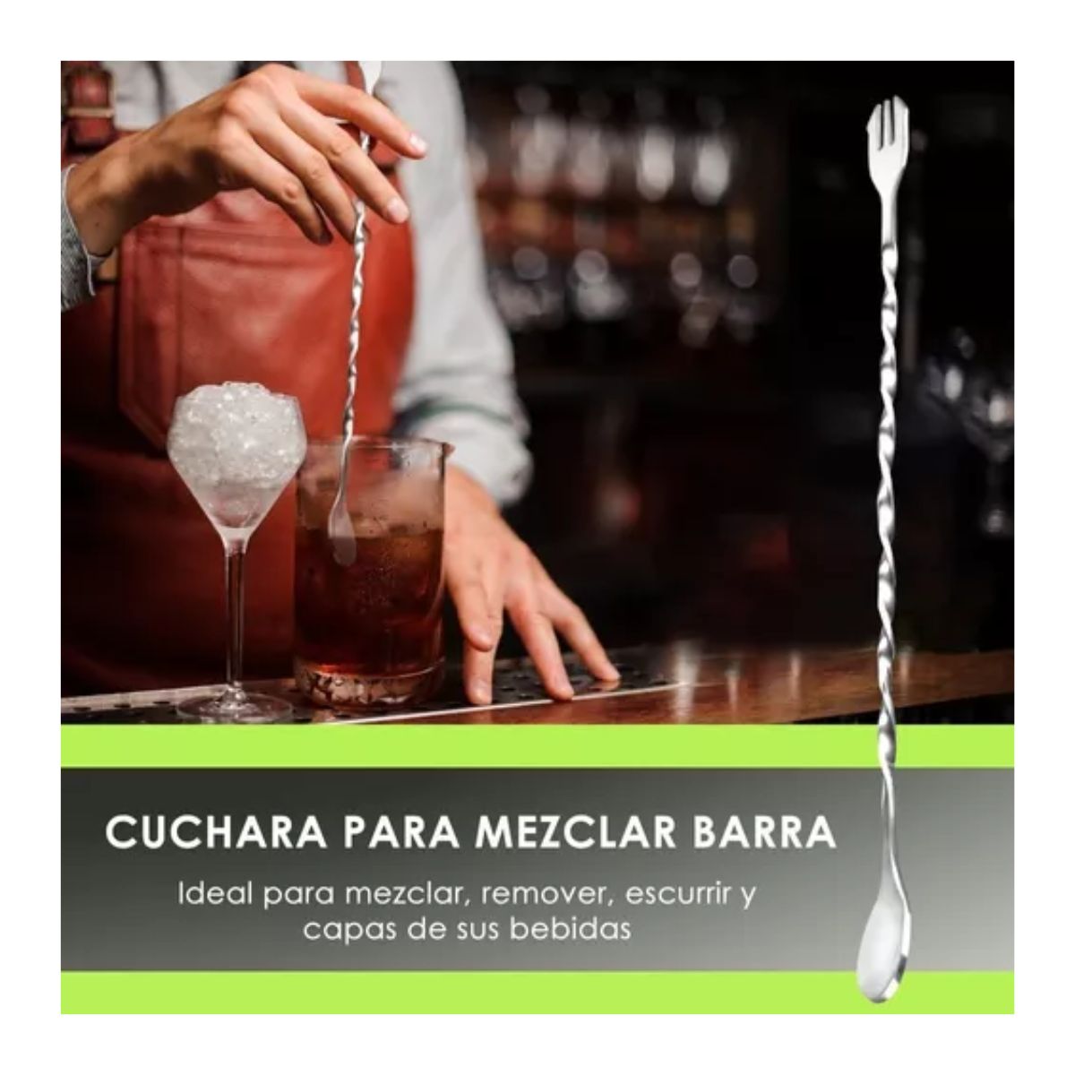 Kit De Muddler De Acero Inoxidable Con Jigger Cuchara P/ Bar 3 pz