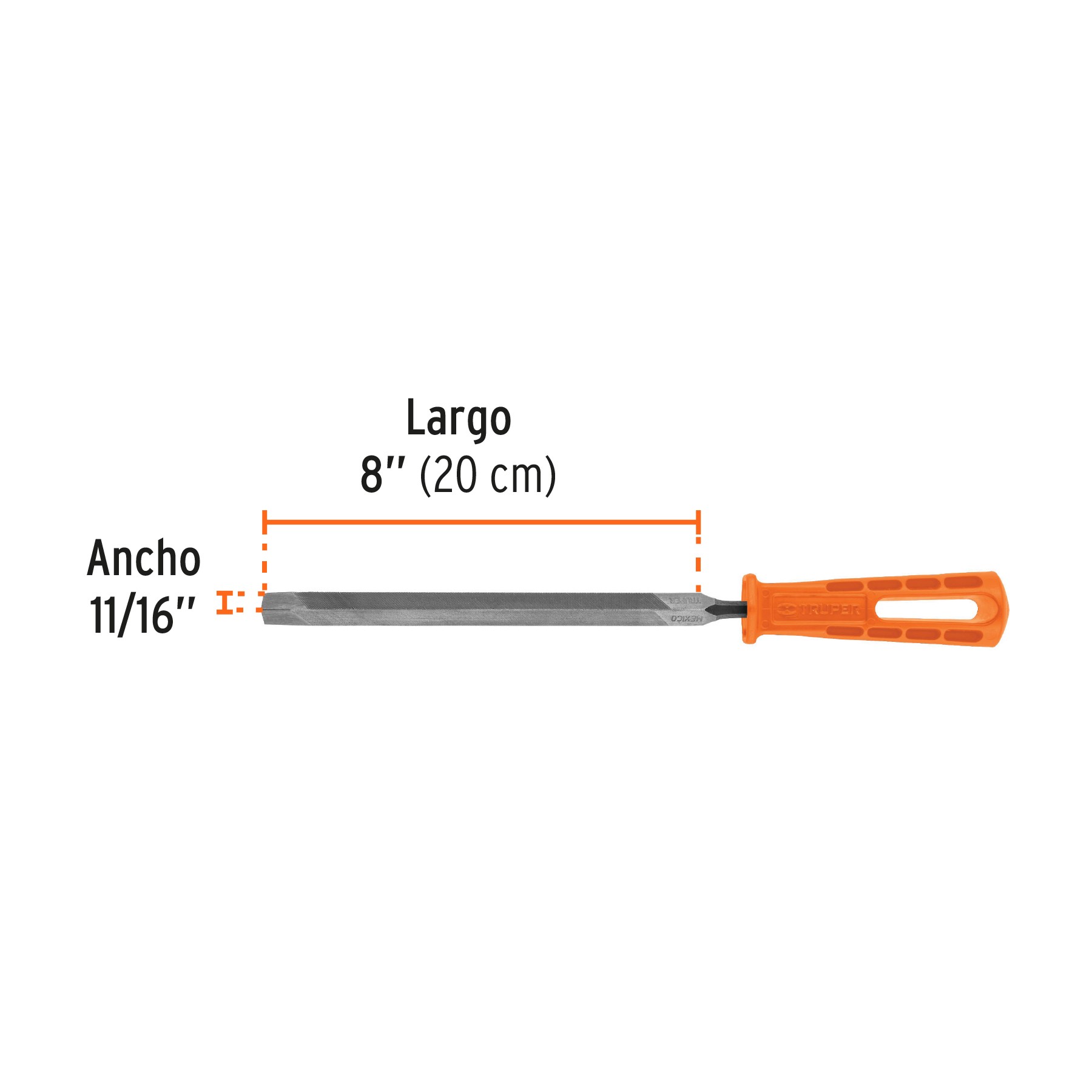 LIMA TRIANGULAR 8" PARA MACHETE, 36 DPP, CON MANGO, TRUPER 10922
