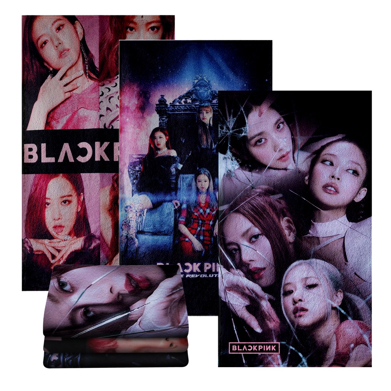 Set 3 Toallas De Baño Black Pink Diseño KPOP Blink Microfibra Absorbente.