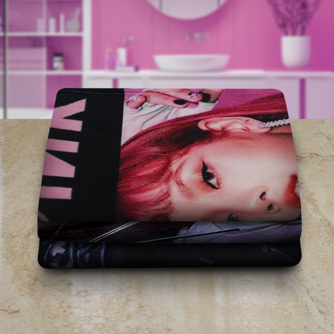 Set 3 Toallas De Baño Black Pink Diseño KPOP Blink Microfibra Absorbente.