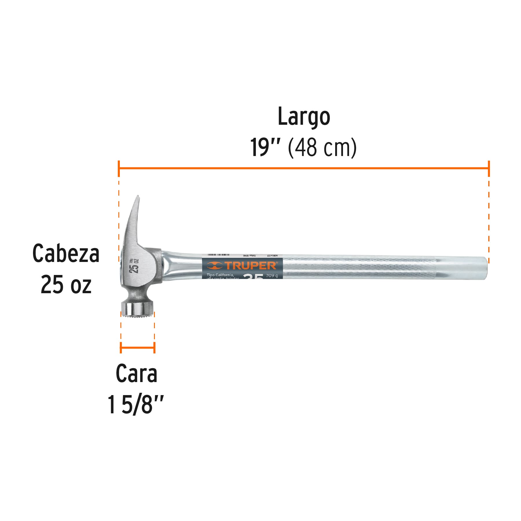 MARTILLO TUBULAR 25 OZ UÑA CALIFORNIA RIPPER, CARA FRESADA TRUPER 10946	
