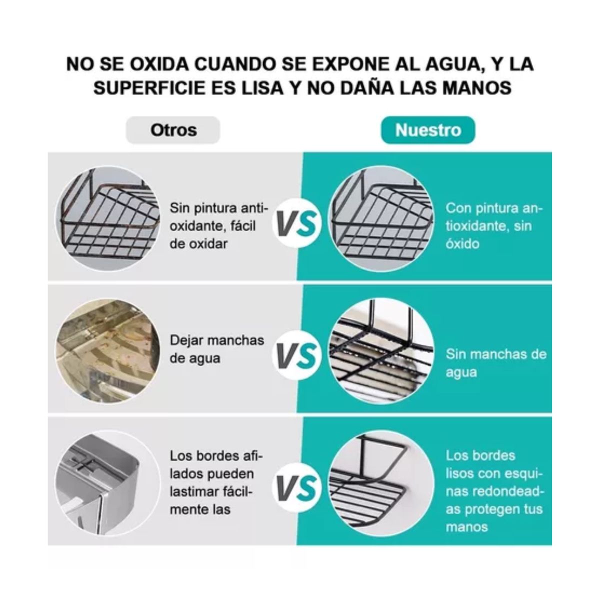 Organizador Para Baño Estante Esquinero Cocina Pared Repisa Negro