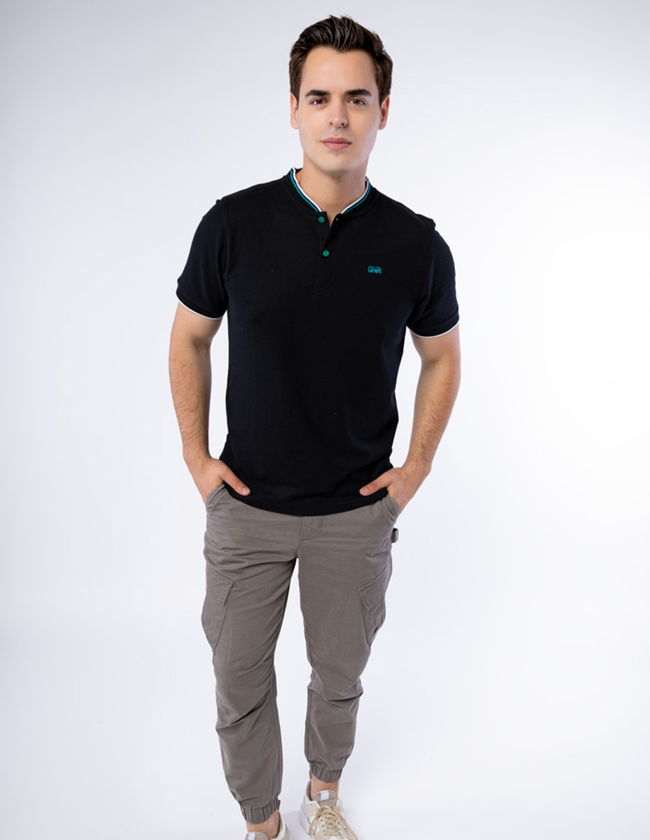 PLAYERA POLO DE CUELLO HENLEY CON ESTAMPADO EN PECHO PARA HOMBRE GENERRA 