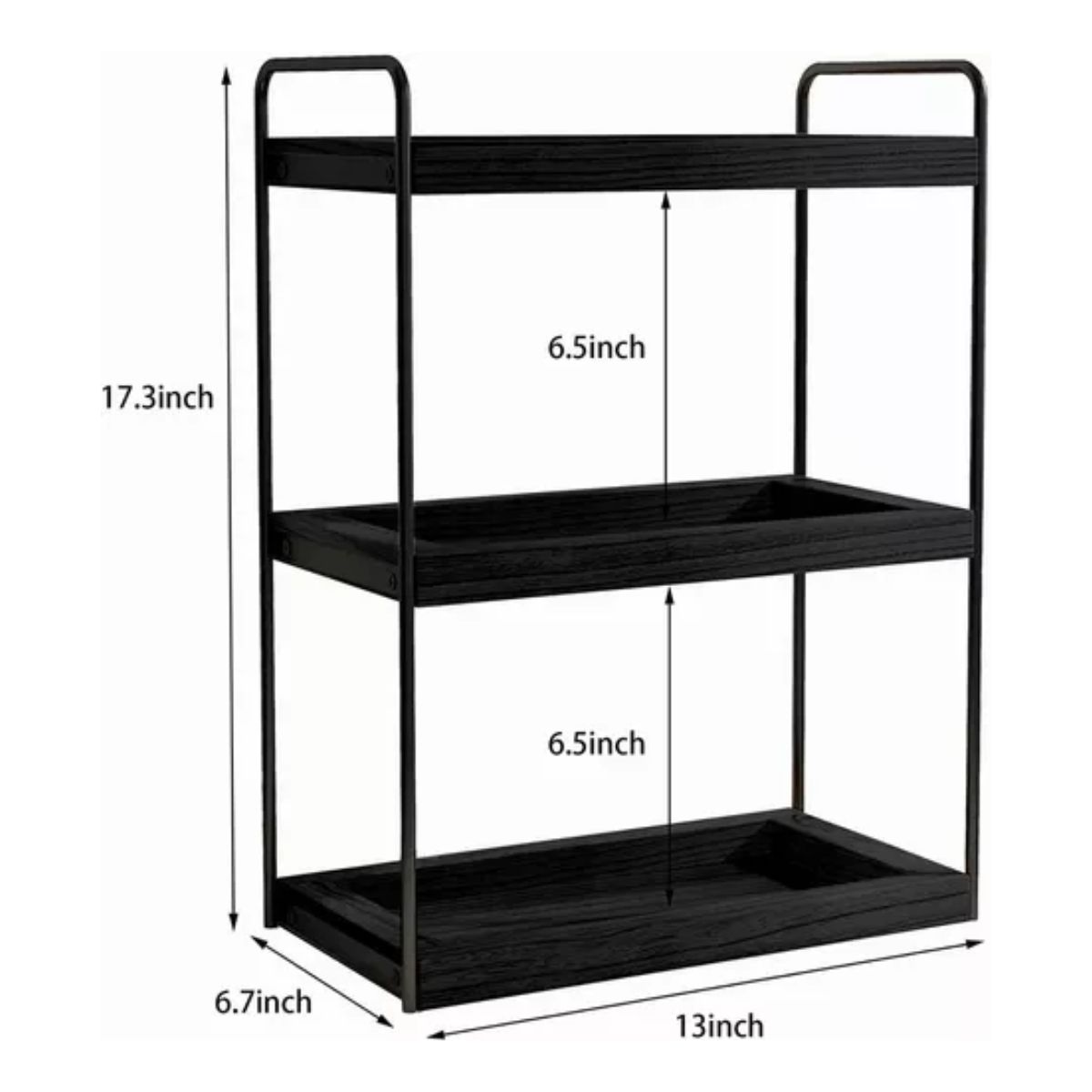 Repisa Para Baño Tocador Organizador Multifuncional Contador Negro 3 niveles