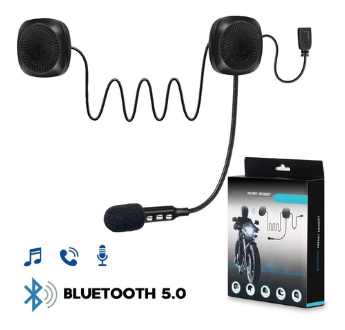 Auriculares Bluetooth 4.2 Cool Para Casco Con Micrófono Negro