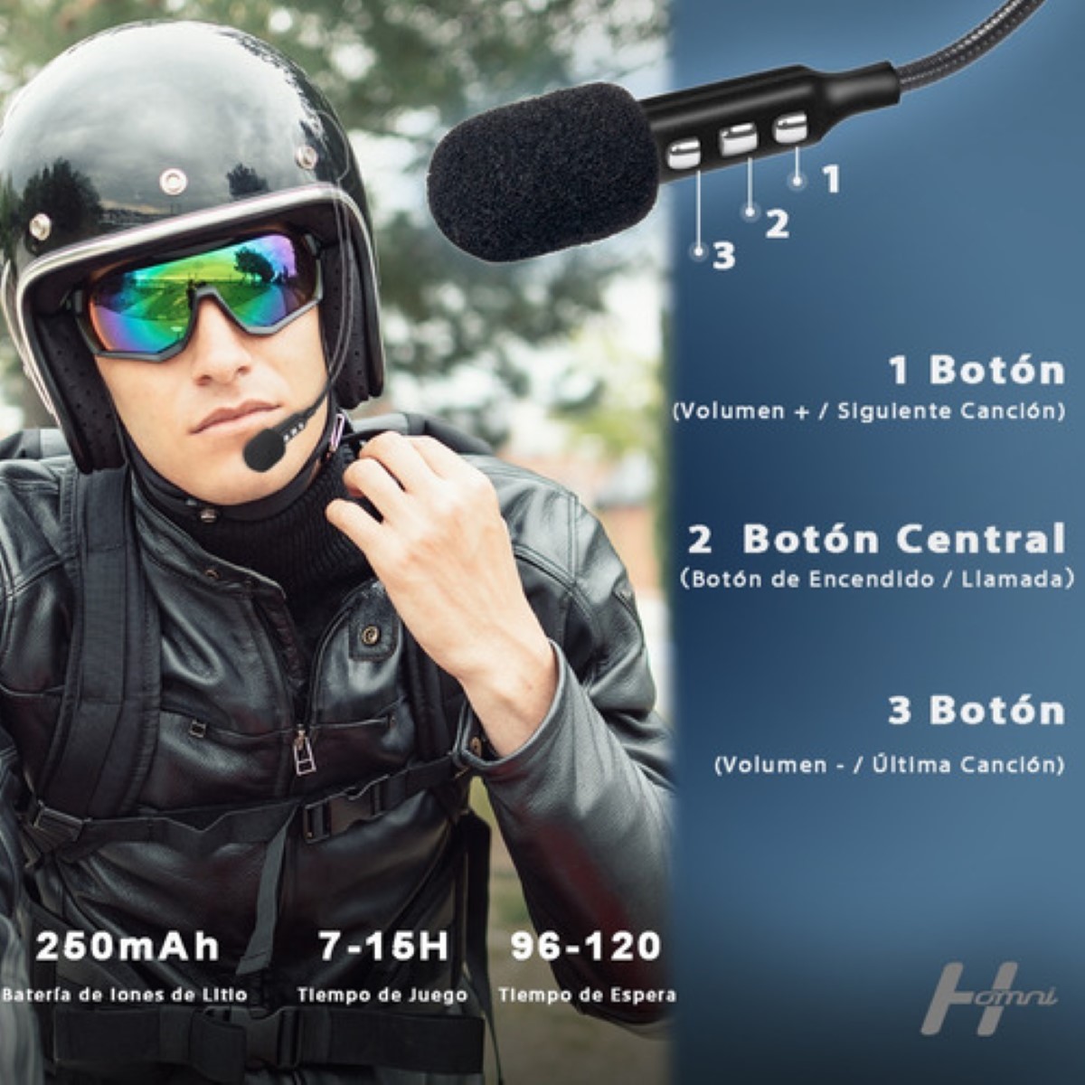 Auriculares Bluetooth 4.2 Cool Para Casco Con Micrófono Negro