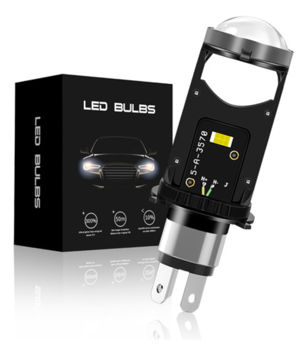 Faros Led Tipo Lupa Para Moto Luz Altas Y Bajas Negro