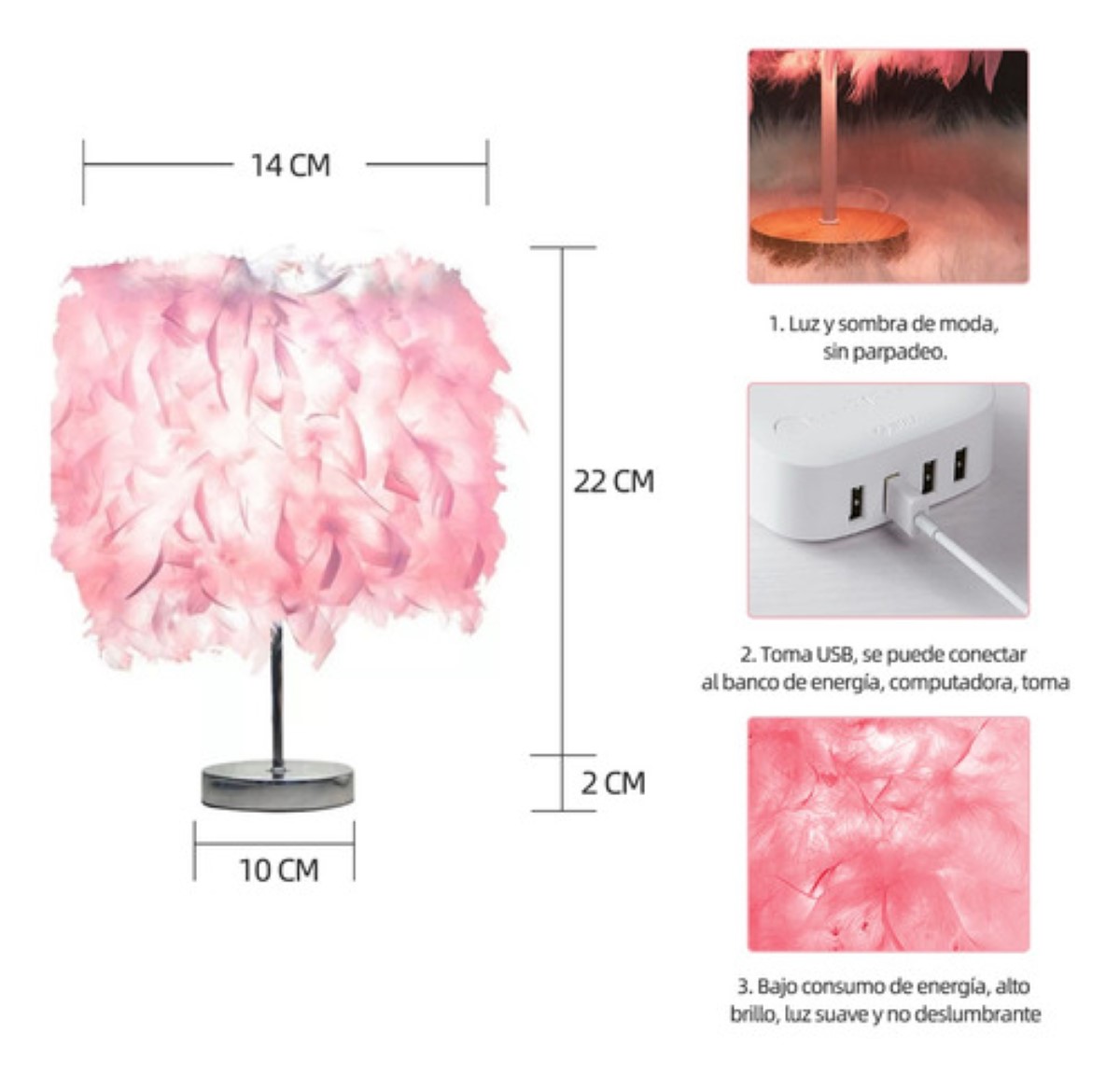 Lámpara Led Lámparas De Buro De Escritorio Decoración Usb Rosa